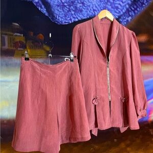Authentic Vintage 40s 50s Handmade MIDI Highwaisted Short Jacket Set Rose Mauve